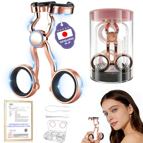 2026 Upgraded Contact Lens Applicator Tool【3-Step Easy Wear】【3.0 Precision Alloy & Natural Silicone】 0 Shift, Ultra-Smooth Lens Insertion Removal Kit for Home Travel Use (Rose Gold)