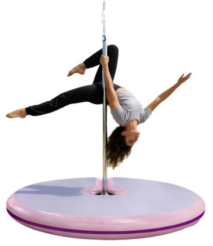 Pole Dance Crash Mat, Inflatable Safety Cushion, Folding Crash Exercise Pad, Non-Slip Base, Waterproof, Manual Pump Included for Home & Studio