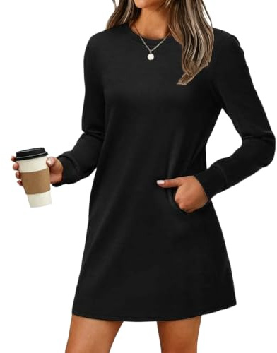 Damklänning med 3/4-ärmar, rund halsringning, avslappnad t-shirt