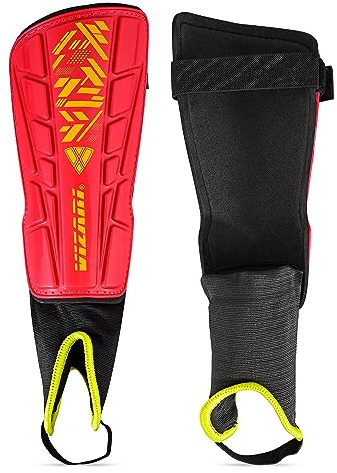 Vizari Malaga Shin Guard, Red/Yellow, XX-Small