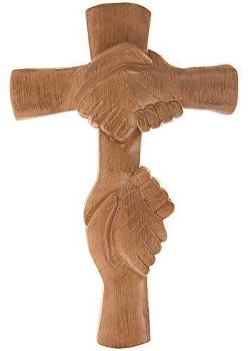 Entwined Hands Wall Cross - The Hands of the Lord - Ideal Confirmation, Christening/Baptism, Ordination Gift Idea - Made From Resin with Wood Effect