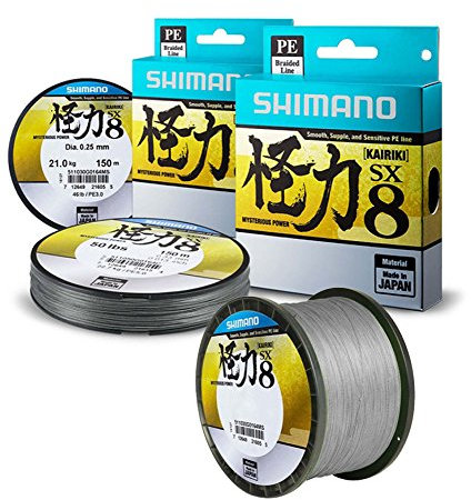Shimano Kairiki SX8 0.33mm, 34.0kg, 300m, Stahlgrau, 8 x Geflochtene Angelschnur, 511050G0329MS