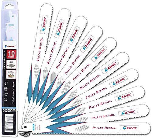 EZARC Hojas de Sierra Sable para Reparación Palets, 10/14TPI 225mm (pack de 10)