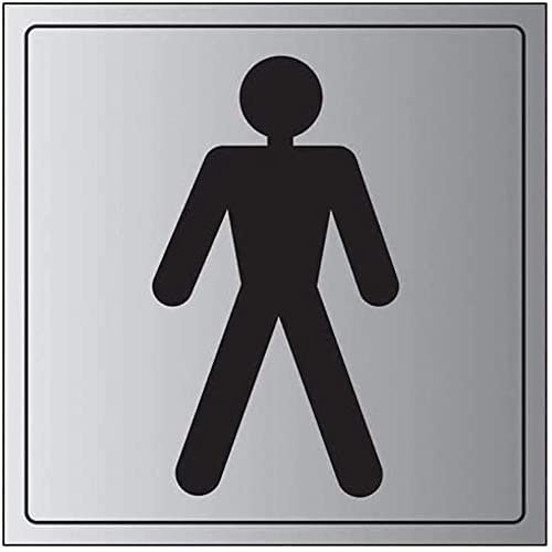 V Safety General Door-Gents Toilet Sign - 150mm x 150mm - Self Adhesive Alu Effect