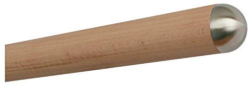 TIBU Buche unbehandelt Holz Handlauf Geländer 30-500 cm mit Edelstahl Endstück Wandhandlauf Wand Treppe, Länge: 2100 mm / 210 cm / 2,1 m Enden: halbrunde Edelstahlkappe