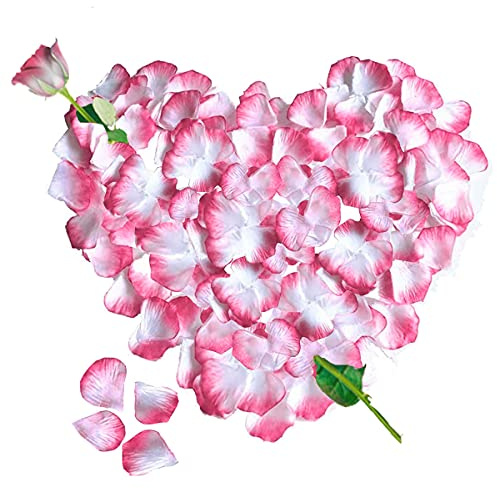 Jonami 3000 Petali di Rosa in Seta Artificiale Bianchi e Rosa per Decorazione Romantica, San Valentino, Anniversario Matrimonio e Fidanzamento