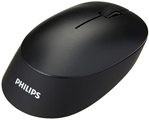 Philips Ratón Inalámbrico SPK7407B - Conexión Inalámbrico 2.4 GHz + Bluetooth 3.0/5.0, 4 Botones, 1600 PPP Sensor óptico, ergonomía para Zurdos y diestros