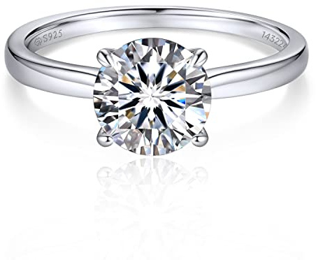 MomentWish Anelli Donna, 2 Carato Anello di Fidanzamento Moissanite VVS1 D Colore Eternità Anello anelli donna argento 925 Regalo di nozze per Donna Sposa Anello Dimensione52