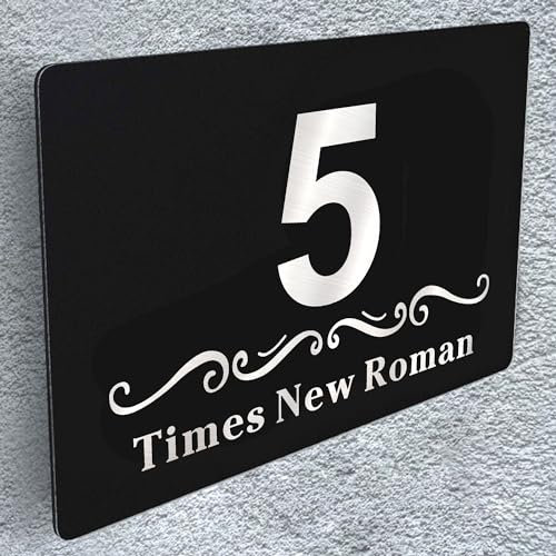 Personalised Front Door Signs - Black Aluminium House Number Plaques for Wall & Gate (Design 3)