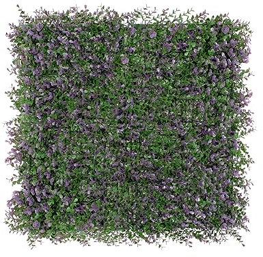 COARBOR Recinzione artificiale in legno di bosso color lavanda, finta edera, recinzione per la privacy, siepe per la privacy, per balcone, patio, lato esterno/interno, 50,8 x 50,8 cm, 6 confezioni