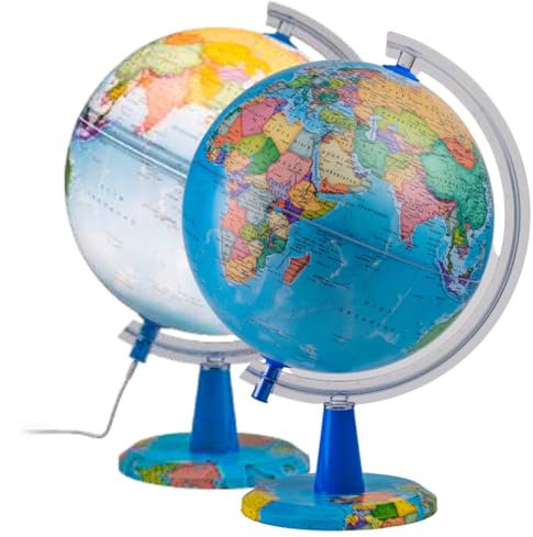 TOPGLOBE Globo luminoso 20 cm - Mappa francese - Globo politico moderno - Decorazione educativa/geografica / ufficio