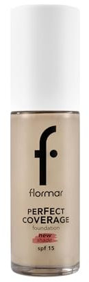 Flormar Perfect Coverage Foundation – fondotinta liquido coprente con SPF 15 – texture cremosa con finish naturale luminoso– fondotinta idratante a lunga durata per pelle secca e matura, 131 Warm Nude