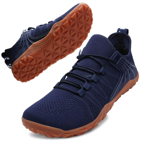 Hommes Barefoot Chaussures Pieds Nus Minimalistes Marche Légère Large Sneakers,Bleu,44 EU