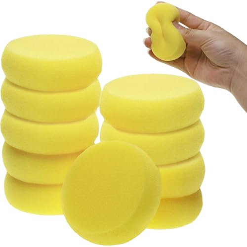 OIGWBPH 10 Stücke Malschwamm, Schwämmchen Schule, Runder Synthetischer Kunst Schwamm, Synthetische Schwämme Rund Saugfähig, Für Handwerk & Hobbys, Künstlerschwamm Für Farbe, Ton, Keramik, Haushalt