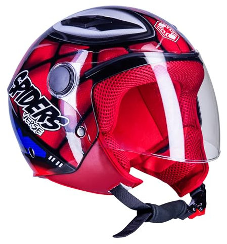 One by Camamoto | Casque Spiderman pour Enfant, Tout-Petit, Homologué Moto/Scooter, Junior, Taille M (Medium) avec Fermeture Micrométrique | Diamètre circonférence des branches 49-50 cm
