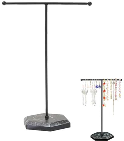 GXGM Schmuckständer, Metall T-Bar Schmuckhalter Halskettenständer Ohrringhalter Schmuckbaum Kettenhalter, Schmuck Organizer, Schmuck Aufbewahrung für Armbänder, Ohrringe, Ringe, Ketten, 1 Stück