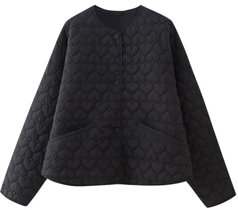 NSICBMNO Black Quilted Jacket Womens Cropped Puffer Jacket Hooded Padded Jackets Ladies Short Winter Coats Full Zip Lightweight Puffer Jackets Cotton Cycling Sports Outerwear