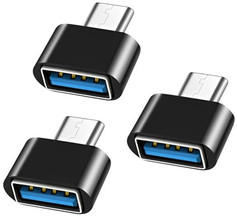 SHUBEIEUMI USB C auf USB Adapter 3 Pack, OTG USB Typ C Stecker auf USB Buchse Adapter, kompatibel mit MacBook, Samsung Galaxy, Laptop und anderen Typ-C-Geräten (Schwarz)