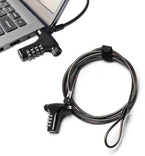 Soserkouer Laptop-Diebstahlschutz, Universelles Notebook-Kabelschloss,Passend FüR Kensington-Slot,SchlüSsellos Mit 4-Stelligem, ZurüCksetzbarem Code,Sicherheit FüR Pc, Dell, Lenovo, Hp, MacBook