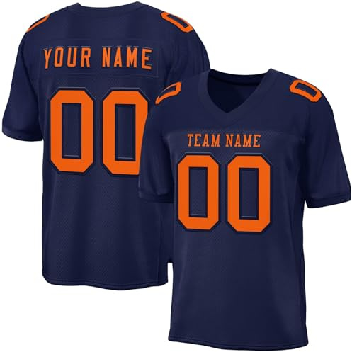 Personnalisé Sport Maillot de Football Américain pour Hommes Femmes Jeunes Préscolaires T-Shirts Manches Courtes à Séchage Rapide Personnalisable avec Logo Nom et Numéro de l'équipe