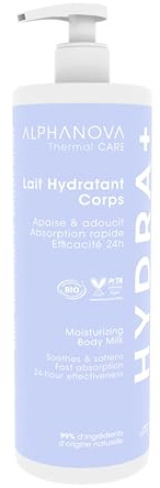 ALPHANOVA Thermal Care – Feuchtigkeitsmilch für den Körper, 24 Stunden mit Hyaluronsäure, schnelle Absorption – Familiengröße – natürlich – Bio-zertifiziert – 400 ml