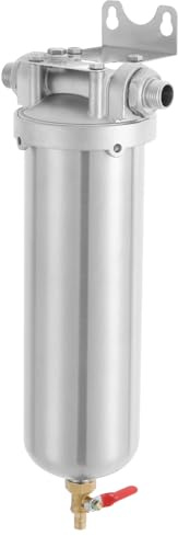 Susoso Vattenfilter, rostfritt stål filter med praktisk skiftnyckel flöde 8 000 l design av stort filter för lantligt vatten 330 x 100 mm