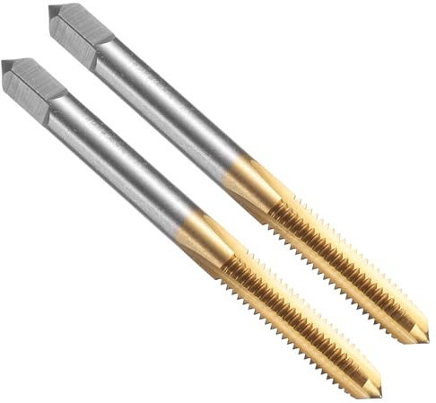 QUARKZMAN 2pcs Machos Roscar Flauta Recta, M6 X 1.0 Izquierda Métrica Recubiertos Titanio Herramienta Roscado Tornillos Fresado Roscas, Acero Alta Velocidad M35 Con Cobalto