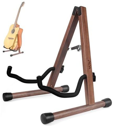 DIDA Guitar Stand, Wooden A-Frame Stands for Acoustic Guitar, Violin, Ukulele, Electric Guitar, Bass, and Cello with Non-Slip Padding for Home and Travel (Black Walnut, Acoustic Guitar)