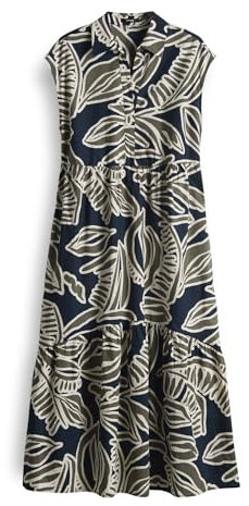 OPUS Damen Midikleid | Printkleid WERISA Tropical A-Linie mit Volantstufen Olive Leaf, 40