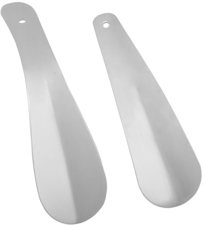 Calzascarpe Metallo Corto Calzante 2Pezzi, 17cm+16cm Calzante per Scarpe Corto in Acciaio Inox, Con Foro per Appendere, Facile da Appendere, Adatto a Uomini, Donne, Bambini, Anziani e Donne Incinte