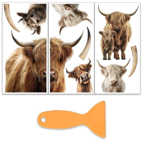 OLYCRAFT 3 st/set yak gnuggning på överföringar för möbler och hantverk 15 x 30 cm djurtema möbeldekaler dekor kikande djur överföringsklistermärken med 1 st skrapa för klippbok fönster gör-det-själv