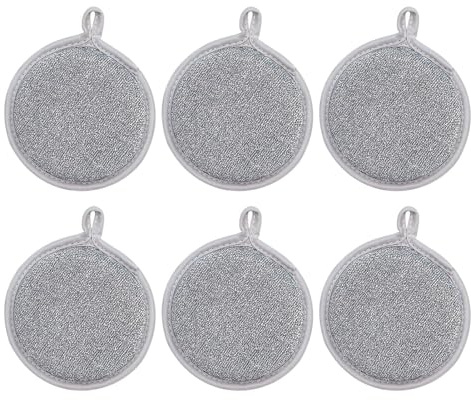 Esponjas de Cocina para – Esponja de Alambre de Acero Reutilizable para Colgar | 6 Piezas de paño de Limpieza Resistente a los arañazos, Esponja Multifuncional para Lavar Platos, encimeras y