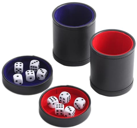 Juego de Dados, 2 Piezas, Cubilete de Cuero Forrado en Interior, 10 Dados Incluidos, Juego de Mesa Adultos, Silenciosos, Accesorio de Juego de Mesa, Fácil De Usar, Diversión y Entretenimiento