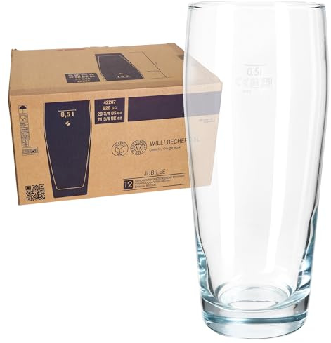MamboCat 12er Set Willibecher 0,5 L geeicht I Biergläser aus klarem Glas mit Eichstrich I Trinkgläser für Bier, Wasser, Cocktails & Softgetränke ideal für Gastro, Bars & Restaurants