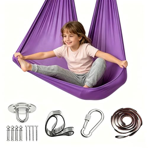 Aerial Yoga Hängematte Set, Yoga-Hängstuhl-Schaukel, 280x150cm, 200 kg, Yogas-Schaukel Hammock Swing mit Karabiner, Befestigung, Nägel & Zubehör Schaukel-Hängematte für Garten, Indoor, Balkon,Terrasse