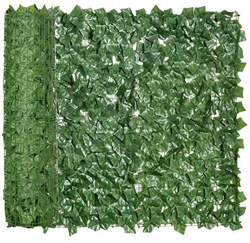 Outsunny 1-Piece Artificial Leaf Hedge Screen Privacy Fence Panel for Garden Outdoor Indoor Decor, Dark Green, 3M x 1M