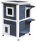 PawHut Wooden Cat House 2-Floor Outdoor Kitten Shelter with Window Grey