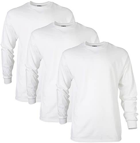 Gildan Men's Ultra Cotton Long Sleeve T-Shirt, Style G2400, Multipack, White (3-Pack), 2X-Large