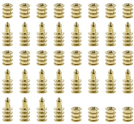 YINETTECH 20 Stück Tischbolzen Hülsenverbinder Tischblatt Passstifte mit Buchsen Zinklegierung Tischplatte Blatt Ausrichtungsstifte für Holzmöbel Schrank Tisch Stuhl