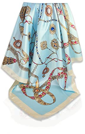 GLORIS Écharpe en Soie Élégante pour Femme, 90 x 90 cm, pour Cheveux, en Satin, 90 x 90 cm