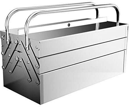 Werkzeugkoffer Tragbarer 3-stufiger Werkzeugkasten, Edelstahl-Werkzeugkasten-Organizer mit Metallschloss, robuster Werkzeugkasten aus Stahl, wirklich stark und langlebig Werkzeugkästen ( Size : Large