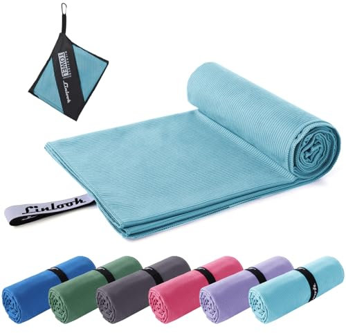 Linlook Mikrofaser Handtuch Groß 180x80cm- Kompakt Schnelltrocknend Sporthandtuch, Strandhandtuch, Reisehandtuch und Badetüch für Sport Travel Yoga Camping Beach Gym (Blau, 180x80cm)