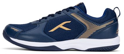 Hundred Court Star Non-Marking Professional Badminton Shoes for Mens (Navy Gold, EU 44 UK 10 US 11) X-Cushion Protection Suitable for Indoor Tennis Squash Table Tennis Basketball & Padel