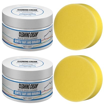 Magic Shoes Fleckenentferner Creme,Creme Weiße Schuhputzcreme,Schuhe Reinigungscreme Weiße Schuhputzcreme,Schuhaufhellungs-Reinigungswerkzeug,Sneaker-Flecken-Reinigungscreme,Weiße Schuhputzcreme,2pc
