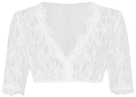 ZKGYUS 1 Pièce Femme Dirndlbluse Dentelle Costume Traditionnel Blouse à Manches Courtes Oktoberfest Demi-Manches Costume Traditionnel Blanc (L)