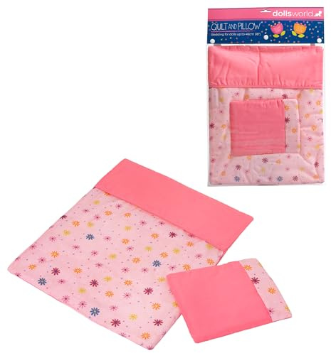 DOLLSWORLD from Peterkin | Deluxe Quilt & Pillow soft fabric, suitable for dolls up to 46cm (18) | Dolls & Accessories | Ages 18m+