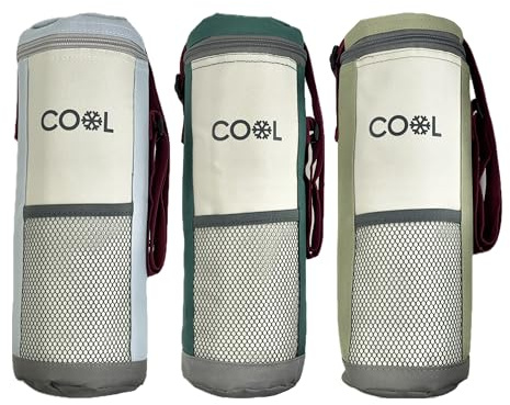 Kühltasche für Flaschen, Flaschenkühltasche bis 1,5 l, 12x32 cm, Kühlbox, Kühlbeutel mit verstellbarem Schulterriemen kleine Kühltasche für Drinks, Kühlbox für Outdoor, Reisen, als 3er-Set