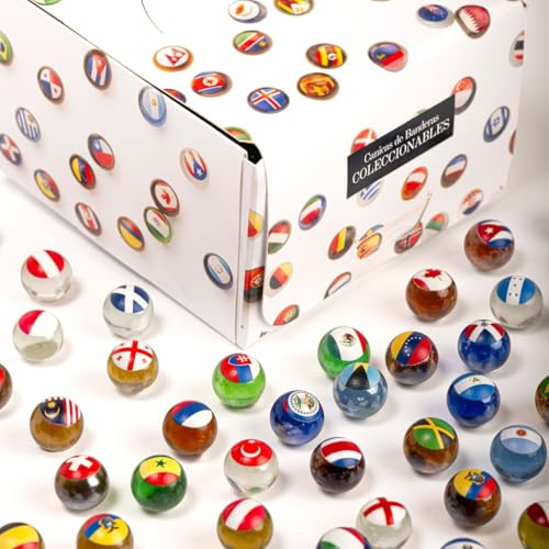 MARBLEFLAGS Confezione da 5 confezioni Collezione di biglie con bandiere di paesi, 10 bandiere casuali per confezione | Small World Collection (5)