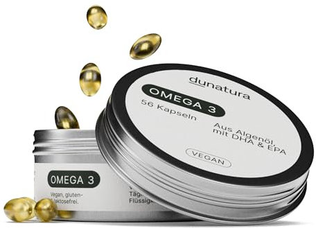 Vegane Omega-3 Kapseln - Hochdosiert mit EPA & DHA aus Algenöl - Kleine Kapseln, leicht zu schlucken - Laborgeprüft - 56 Kapseln
