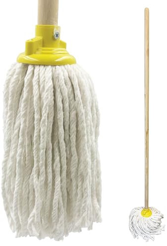 Highly Absorbent Mops for Cleaning Floors - Cotton Floor Mop Cotton Mop Head, Wooden Handle, and Durable Bracket - Versatile Cleaner and Handle for Floor Cleaning